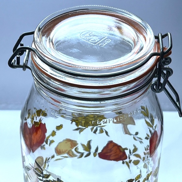 Glass Jar Canister Hinged Lid 2L Spice of Life Mushrooms Vegetables France - Picture 3 of 4